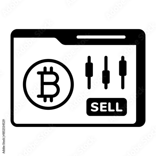 An outline style icon depicting sell bitcoin
