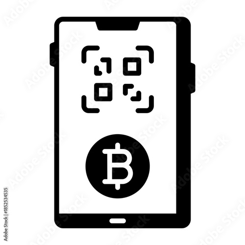 A linear style icon representing bitcoin qr