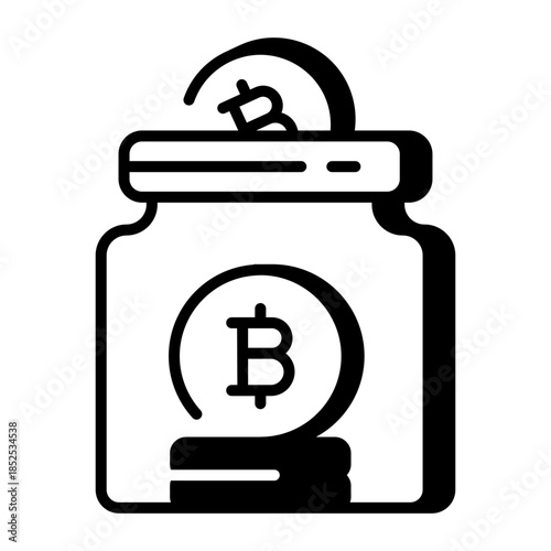 A line style icon showing bitcoin jar