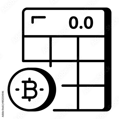 An outline style icon depicting bitcoin calculation