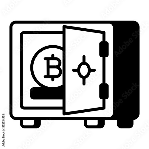 A line style icon showing bitcoin storage