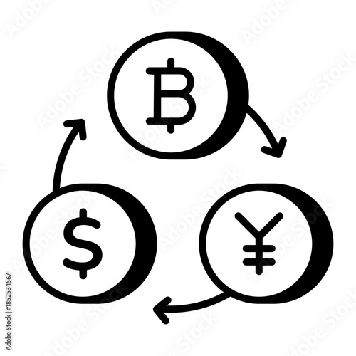 A linear style icon representing crypto exchange