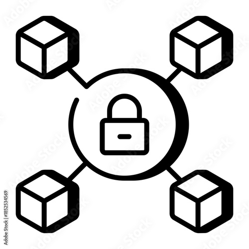 A line style icon showing private blockchain