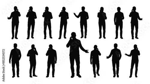 Diverse group of people in various poses presented as a striking black silhouette