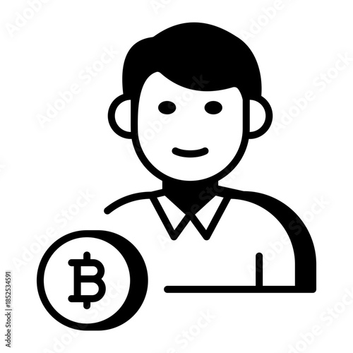 A linear style icon representing bitcoin investor