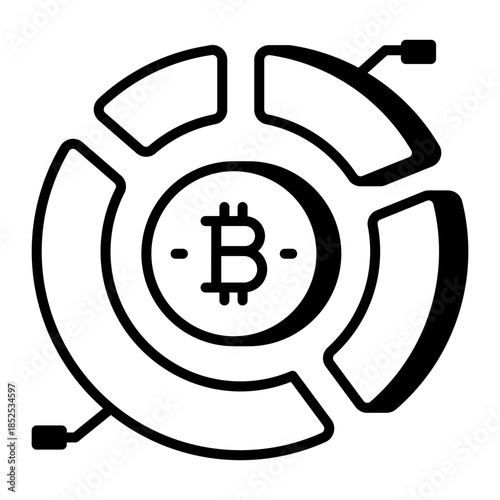 An outline style icon depicting bitcoin chart