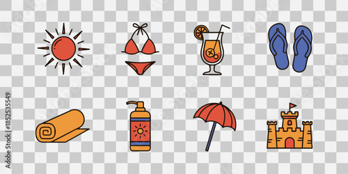 Summer beach essentials and accessories set