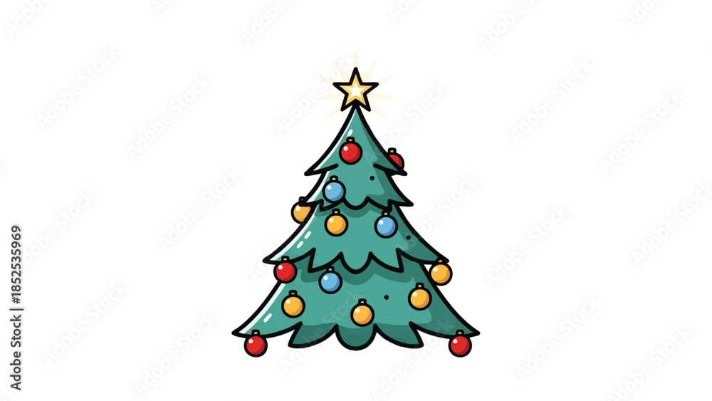 Fototapeta premium Festive Christmas Tree Decoration Holiday Season Celebration Joy