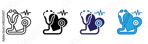 Stethoscope Icon Multi Style Vector Illustration