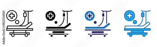 Hospital Bed Icon Multi Style Vector Illustration
