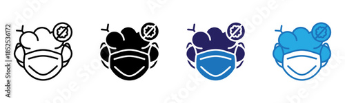 Surgical Mask Icon Multi Style Vector Illustration