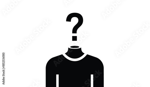 a simple black silhouette of a person with a question mark replacing the head posing a visual enigma high quality professional