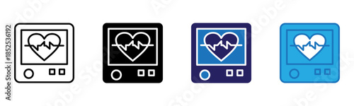 Heart Rate Monitor Icon Multi Style Vector Illustration