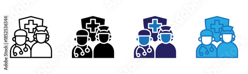 Medical Staff Icon Multi Style Vector Illustration
