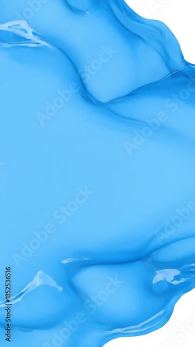 Flowing blue liquid forms a dynamic shape against white, creating a sense of movement