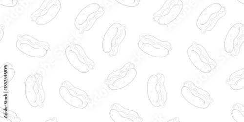 hotdog pattern background. Hot Dog Street Food Pattern background. Hot Dog flat illustration background.