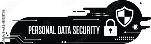 Data security key with shield and lock modern design on transparent background silhouette