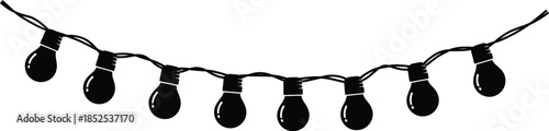 String of lights graphic element perfect for designs on transparent background silhouette