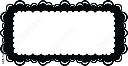 Intricate decorative frame with scalloped edges on transparent background silhouette