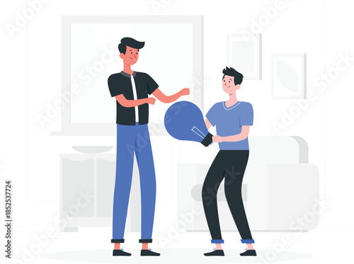 Two men practicing boxing with punching pads in a living room home workout desi