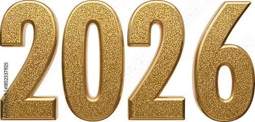 2026 golden number, glitter text, shiny typography, new year celebration, luxury design, festive style, elegant digits, white background, bold font, 3D effect