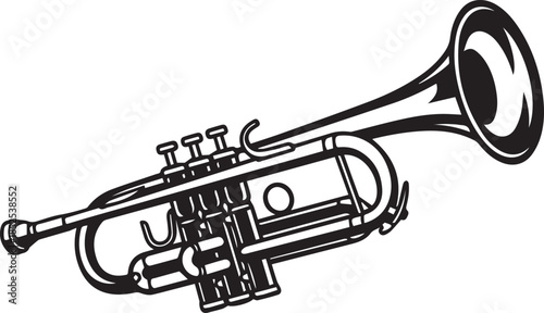 Trumpet instrument silhouette vector black on a white background
