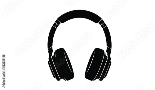 A striking black and white silhouette depicts a modern over ear headphone showcasing its sleek design and comfortable appearance high quality