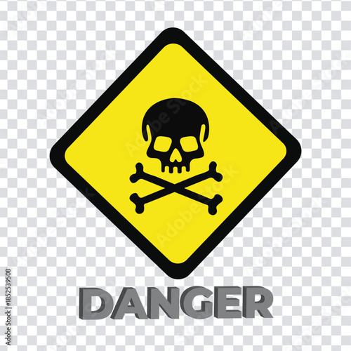 Toxic Hazard Icon with Skull and Crossbones