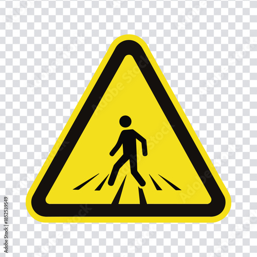 Pedestrian Crossing Warning Icon in Triangle