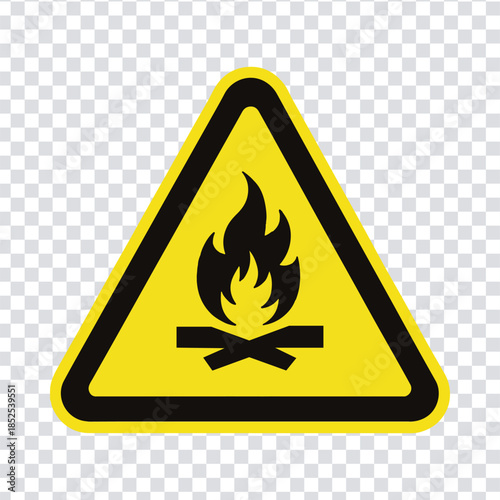 Fire Hazard Icon with Flame and Logs