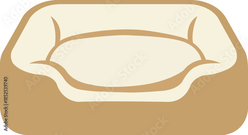 Vector illustration of a comfortable dog bed providing a cozy resting and sleeping space for pets, representing everyday pet care, comfort, and home lifestyle.