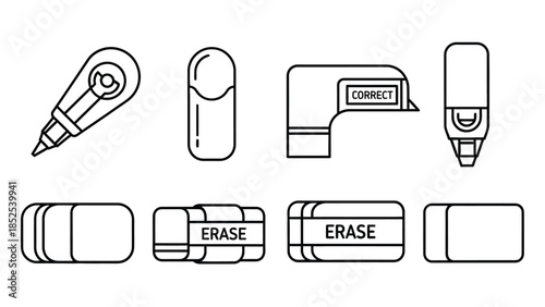 Colorful Stationery Icons for Editing and Correction