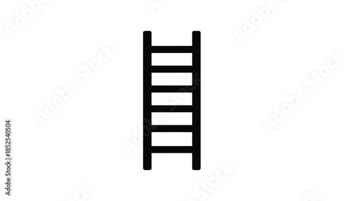 A simple black and white illustration depicts a vertical ladder with six rungs standing upright on a plain white background clearly visible