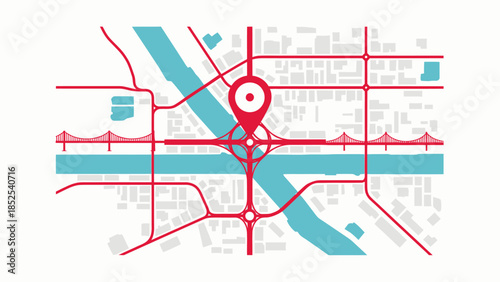 Detailed city map with marked location and transportation network