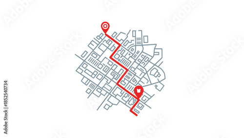 Route planning with map and navigation path
