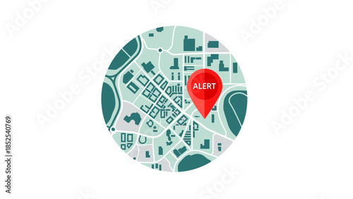 Alert location marked on city map with red pin indicator