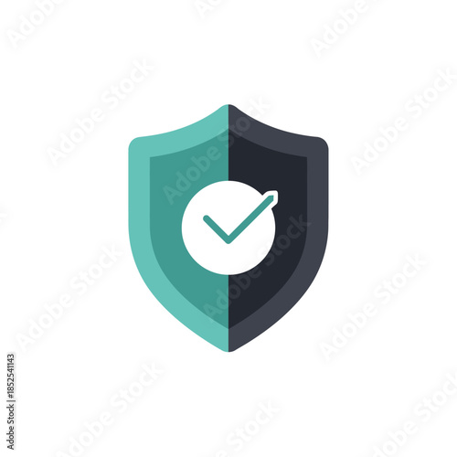 Secure digital protection shield icon with verified checkmark for robust data safety and reliable system assurance against cyber threats