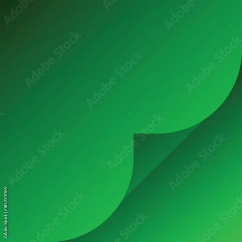 Abstract Green gradient background with a page curl effect in corner.