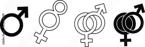 Gender Symbols Icons Set – Male Female And Combined Gender Signs Vector