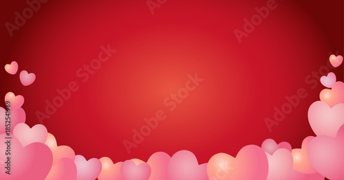 ハートをあしらったバレンタインデーの背景素材。/ Valentine's Day background material dotted with hearts.