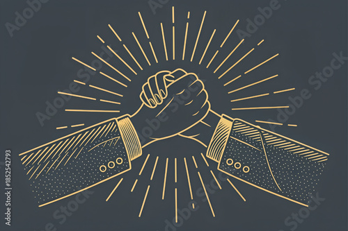 Powerful business handshake illustration symbolizing trust, partnership, teamwork, and mutual success