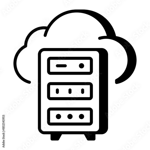 An outline style icon depicting cloud server