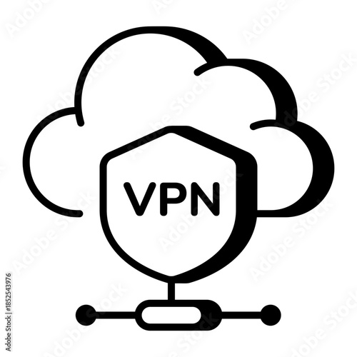 A line style icon showing cloud vpn