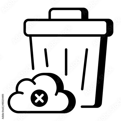 A linear style icon representing cloud trash