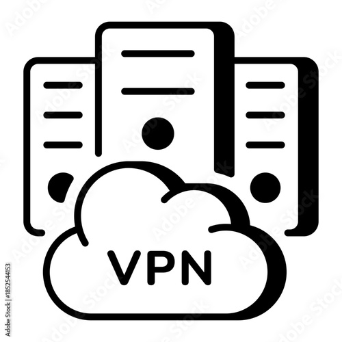 A line style icon showing vpn security