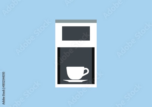 Smart coffee maker for innovative smart appliance, automation technology in a connected home environment, vector flat Illustration