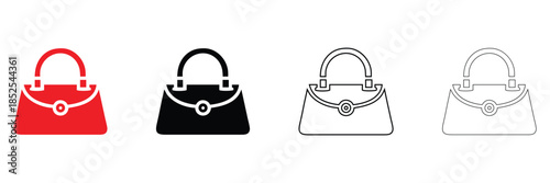 women hand bag icon vector, vanity bag girls lifestyle vector, silhouette and line art