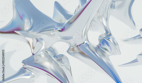 High-Gloss Liquid Chrome Abstract Structure
