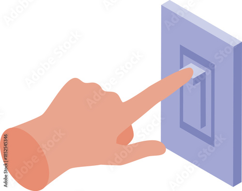 Finger activating a light switch, symbolizing energy control and conservation
