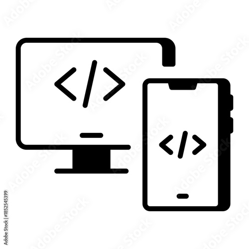 A linear style icon representing responsive web